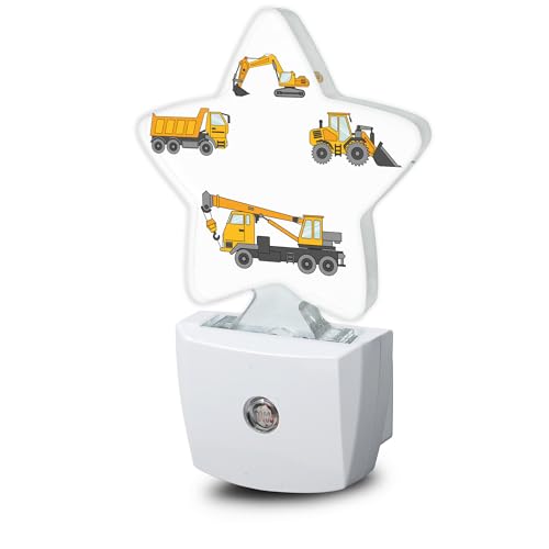 Image of Cartoon Truck Machines Night Lights Plug in Wall Lamp Smart Dusk to Dawn Sensor for Home Decorative,Kids Room Bedroom Bathroom Kitchen Hallway Gifts