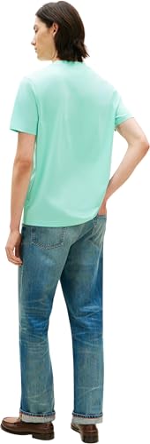 Tommy Hilfiger Herren T-Shirt Kurzarm Script Monogram aus Baumwolle, Türkis (Arctic Aqua), L – Ansicht 2