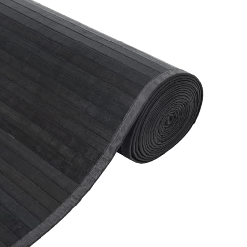 Tapis moderne en bambou gris de prestige 100 x 1000 cm