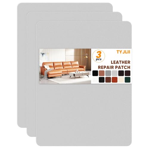 TYJLII Leather Repair Patch Self Adhesive,8.3″ x 11″ Vinyl Patch Kit,Leather Repair Kit for Furniture,Car Seat,Couch,Office Chair.（Grey）