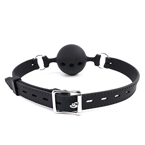 Silikon Bondage Ball knebel mit Atemlöchern, BDSM Spielzeug Sex Knebel für Bondage Fesseln (Schwarz, S (Ø3,5cm))