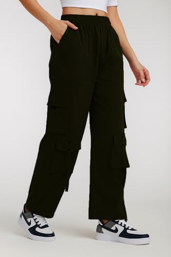 Image of ADDYVERO Elastic Cotton Solid Non-Stretchable Regular Fit Full Length Women Casual Wear Cargo Pant