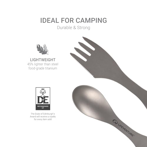 Lifeventure Superlight Titanium Spork with Serrated Cutting Edge | Ideal for Camping or Travel