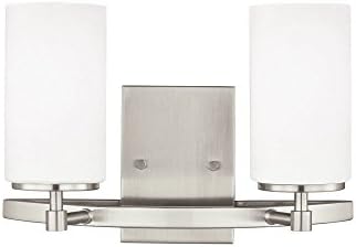 Generation Lighting 2-Light Alturas Contemporary Bath Fixture Wall Lamp Brushed Nickel 4424602EN3-962 | Bathroom Light Fixture for Home Decor | Wall Sconce Vanity Light Fixture and Bathroom Accessory