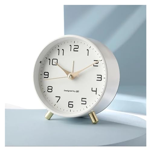 ZOLULA Bedside clock Luxury Alarm Clock Mute Children's Student Desk Table Clock Bedroom Study Room Simple Frosted Metal Clock office travel (Color : Green)