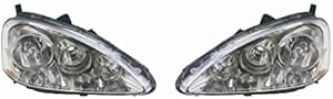For Acura RSX 2005-2006 Headlight Assembly Unit Chrome Pair Driver and Passenger Side (Chrome)