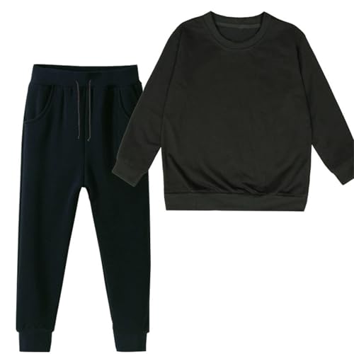 Children's 2 Piece Tracksuit Athletic Sweatsuit Set Crewneck Sweatshirts Pullover Boys Girls Joggers Pants School