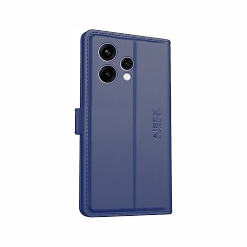 Image of AIBEX Compatible for Oppo Reno 15 5G Flip Cover Leather Finish | Inside TPU with Card Pockets | Wallet Stand | Complete Protection Flip Case Blue