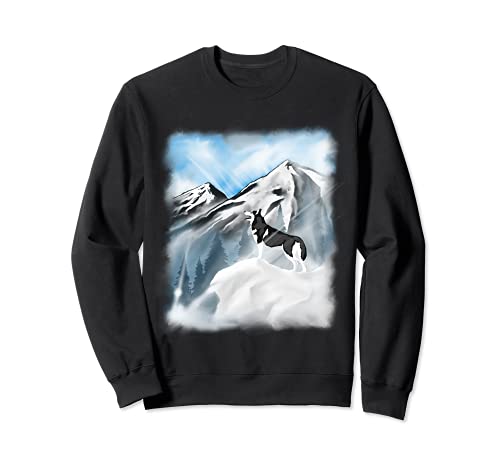Mountains Siberian Husky Dog Sweatshirt, Black
