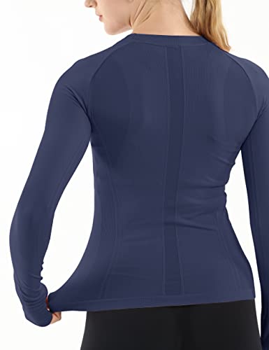 Image of MathCat Seamless Workout Shirts for Women Long Sleeve Yoga Tops Sports Running Shirt Breathable Athletic Top Slim Fit XS-XL