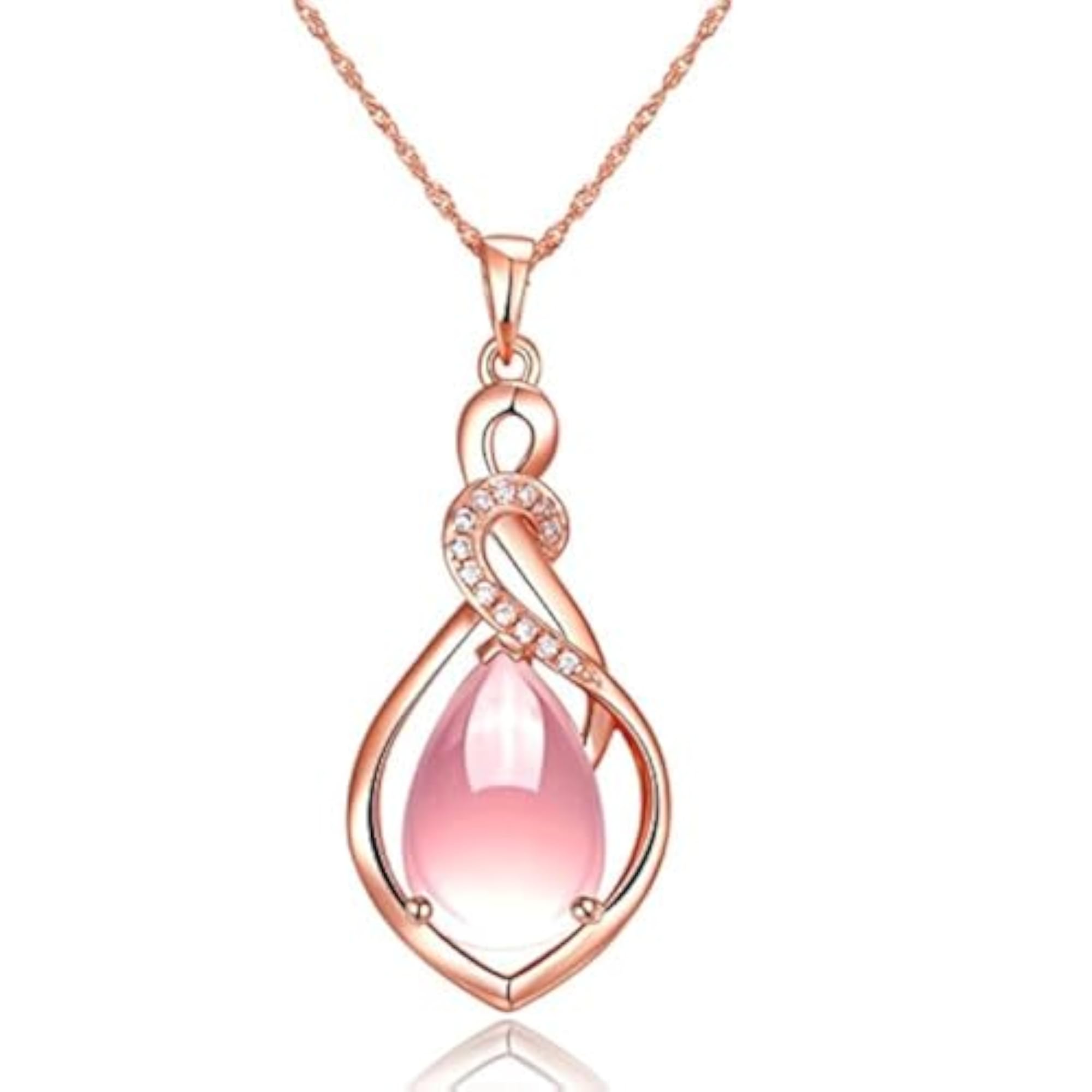 Women's Rose Gold Crystal Stylish Pendant Necklace