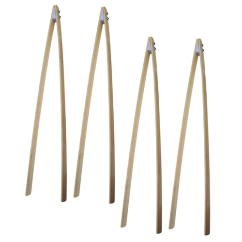 Hohopeti Ergonomic Bamboo Trash Clip 4-Piece Litter Picker Sturdy Grabber for Easy Garbage Removal for Home Garden