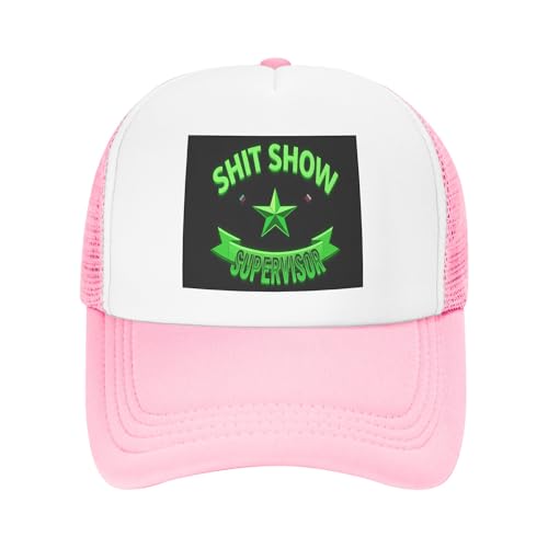 Shit Show Trucker Hat Funny Boss Joke Baseball Cap Mesh Back Adjustable Hats for Kids - Pink