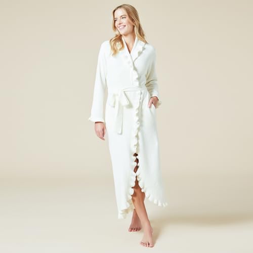 Softies Women's Ultra Soft Ruffle Ankle-Length Chenille Robe, Lightweight, Side Seam Pockets2
