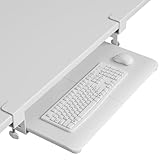 BONTEC KMT01 Under Desk Keyboard Tray, Pull-Out Keyboard & Mouse Platform with C-Clamp, 25.6 x 11.8 in Space-Saving Ergonomic Slide-Out Drawer, White