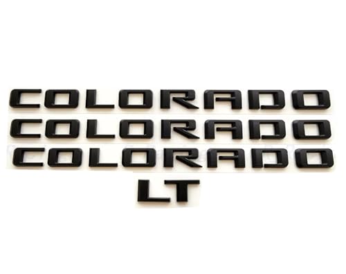 Image of 4Pc 2015-2022 Colorado V6 Body Fender Tailgate Side Emblems 3D Badge Logo Truck Nameplate Sticker Letter 85594766 Replacement for Colorado (LT Version Matte Black)
