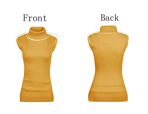 Image of v28 Women Sleeveless High Neck Turtleneck Stretchable Knit Sweater Top