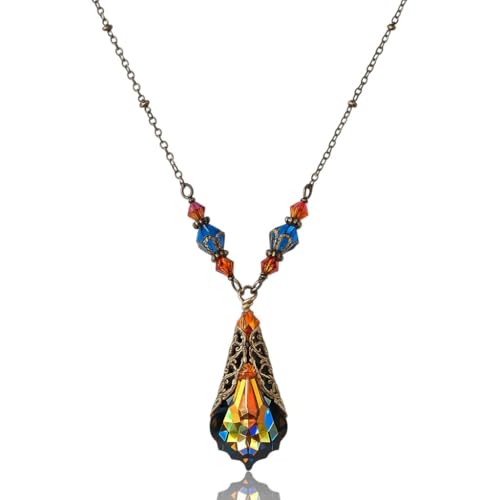 HisJewelsCreations Art Deco Necklace for Woman Antique Jewelry Vintage Austrian Crystal Gifts