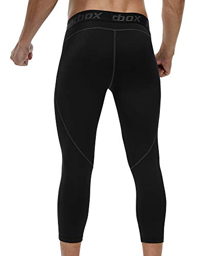 Roadbox Men's Compression Pants 3/4 Baselayer 2Pack Dry Cool Running Workout Athletic Sports Active Tights Leggings #TOP3