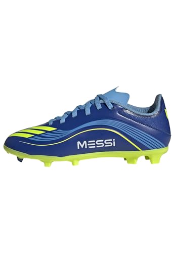 Adidas Unisex-Kids F50 Messi League Firm Ground/Multi Ground, Team Royal Blue/Solar Yellow/Semi Blue Burst, 4