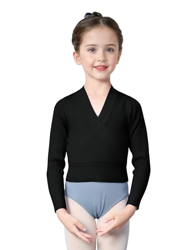 Image of Dance Sweater for Girls Long Sleeve V-Neck Top Sweater for Ballet /Gymnastics /Sports