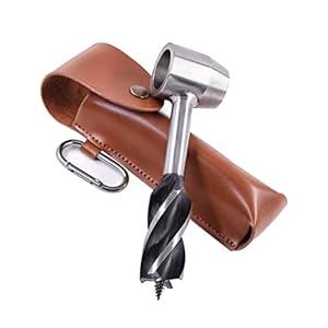 Survival Tool for Bushcraft Settlers, Manual Drill Wrench, Scotch Eye Auger Drill and Hand Hole Maker for Camping, Outdoor, Bushcrafting, with Protective Case and Hook