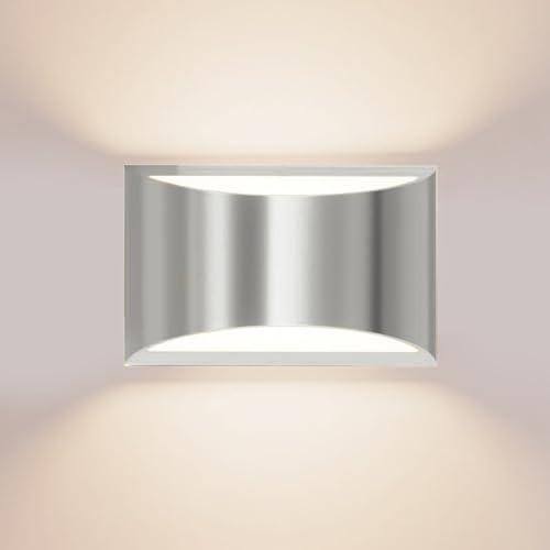 FAISHILAN Chrome Modern LED Wall Sconce â€“ Hardwired Indoor Wall Light, 3000K Warm White, Up and Down Mount for Living Room, Bedroom, Hallway, and Corridor