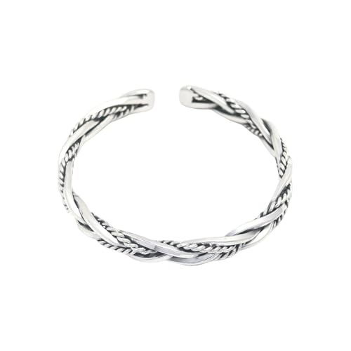 WEISHINA 999 Sterling Silver 26g Braided Cuff Bangle Bracelet - Hypoallergenic Jewelry for Men & Women