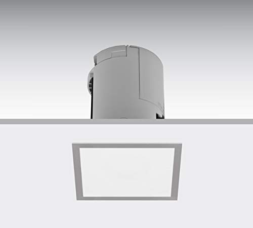 Downlight carré Lens N20 230 V 1H encastrable de couleur gris argent