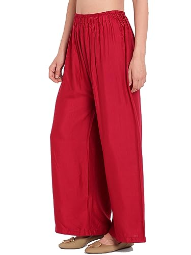 Image of Go Gazab - Stylish Women's Palazzo: Trendy Rayon Solid Color Ethnic Wear Palazzo