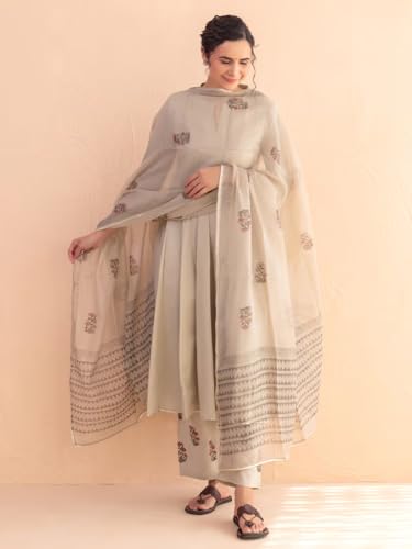 Image of ANNI Designer Women's Rayon Viscose Anarkali Solid Printed Kurta Pant with Dupatta Set|Ethnic Outfit for Daily, Office & Occasion Wear