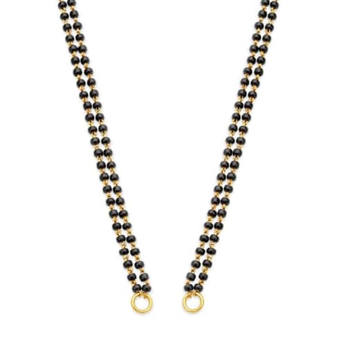 Kailash Creation 22 K Gold Plated Gold Plated Mangalsutra Chain for women stylish – 18 Inch and 24 inches Black Beads Without Pendant For Women Brass Mangalsutra with lobster lock and S-Hook Clasp, 18