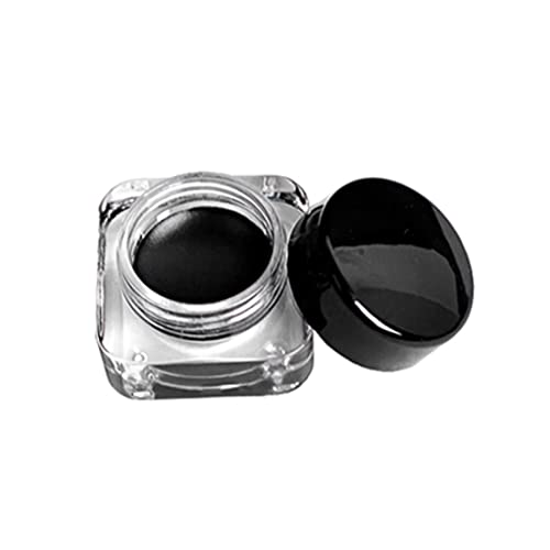 Delineador de ojos líquido negro, 1 pieza, delineador de ojos en gel resistente al agua, maquillaje en gel dramático, negro con pincel, cosméticos de belleza que duran todo el día (0, 18 oz/5 g)