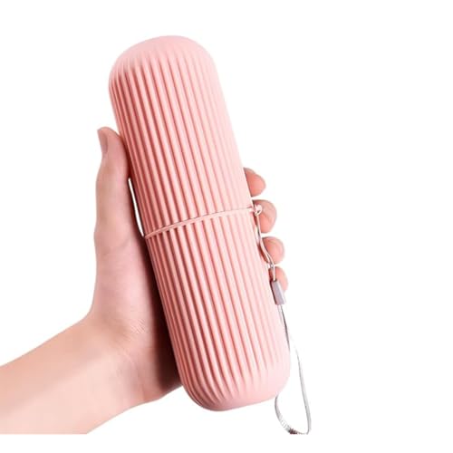 Porta Escova de Dentes Estojo Multifuncional Portátil Organizador de Copo de Plástico Suporte de Escova de Dentes Resistente Ideal para Viagem Trabalho Escola Banheiros (Rosa)