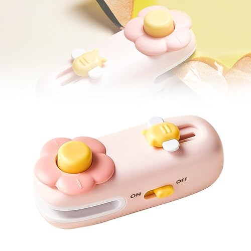 Mini sellador de bolsas, sellador y cortador de bolsas 2 en 1, mini máquina de sellado térmico recargable, cortador de bolsas de cocina, sellador de alimentos al vacío portátil para bolsas de plástico