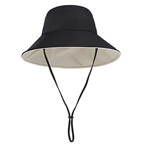 TAGVO Womens Reversible Bucket Hat UPF 50 Sun Hats Wide Brim UV Protection Fishing Hat Double Sided Outdoor Hat for Gardening Hiking Camping, Chin Strap Waterproof & Breathable