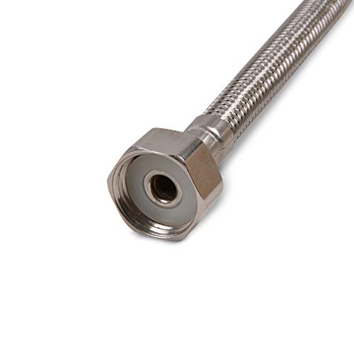 AQUADE Panzerschlauch 250 cm flexibel mit 1/2 Überwurfmutter und M10 Außengewinde inkl. Dichtung für Sanitärinstallation - Silber - Sanitärpanzerrohr - Hardware