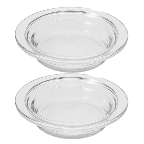 Veemoon 2pcs Clear Glass Oil Warmer Dish Wax Melt Burners Plate Round Glass Warmer Dishes Aromatherapy Oil Tray Melting Fragrance Bowl for Electric Lamps and Tart Heater (115MM)