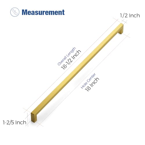 Image of Ravinte 5 Pack Kitchen Gold Cabinet Handles 18 Inch Hole Center Stainless Steel Square Cabinet Pulls for Dresser Drawer Cupboard Handles with Screwdriver