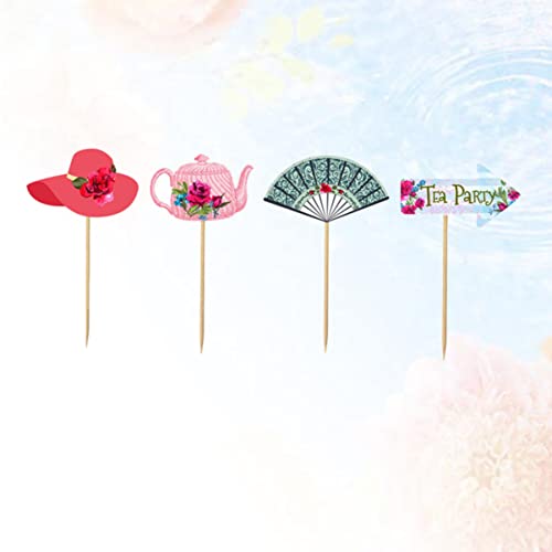 ABOOFAN 24 Peças de Bolo de Festa de Chá Picaretas para Decoração de Cupcake Adorável