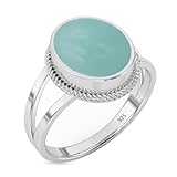 Sterling Silver 925 Ring For Womens Aqua Chalcedony Ring Sterling Silver Boho Ring Bezel Set Gemstone Ring