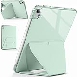 【2025年新登場】Wonzir iPad 第11世代 A16 ケース(11インチ 2025) / 第10世代 (10.9インチ 2022) ケース 横縦スタンド機能収納可能 折りたたみ式 軽量 耐衝撃 傷つけ防止 TPU 保護カバー 三角形安定設計 Pencil対応 携帯便利&シンプル&おしゃれ バックカバー (ミントグリーン, iPad 第10/11世代)