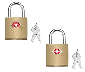Pack of 2 Small Brass Lock TSA Approved Locks for Luggage with Keys,Travelling Locks Padlock(Gold)