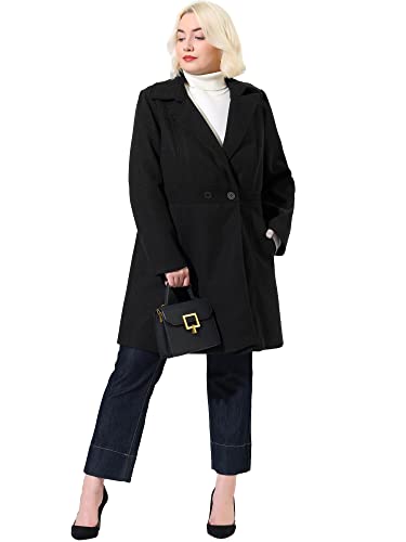 Agnes Orinda Plus Size Peacoat for Women Winter Notched Lapel Single Breasted Elegant Long Trench Coats Jacket3