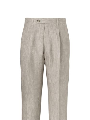Paul Fredrick Men's Linen Chambray Twill Single Pleat Pants2