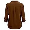 Foweknow Shirt Women's Lightweight Breathable Beach Shirt Long Sleeve Shirt Plain Loose Fit T-Shirts Casual Shirts Outdoor Casual Blouse Shirt V-Neck Long Sleeve Business Tops, brown, 4XL #5