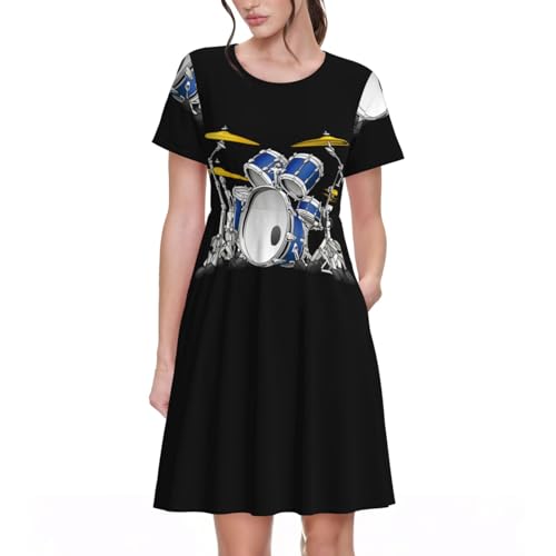Robe d'ete decontractee a manches courtes legere femme