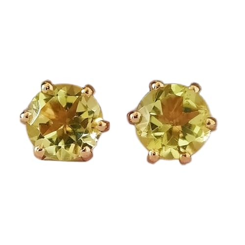 Boucles d'oreilles en quartz citron naturel et argent 925 doré à l'or fin