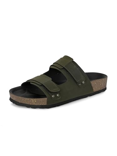 Image of EL PASO Men's Leather Cushioned Cork Sole Sandal Slippers (Size 6 to 12)