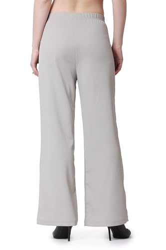 Image of POPWINGS Formal Casual Solid Trousers for Women || Work Trousers for Women || Pull On Trousers for Women || High Waist Plain Women Trousers for Summer